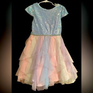 Rare Editions Girls Glitter Mesh Dress, size 5